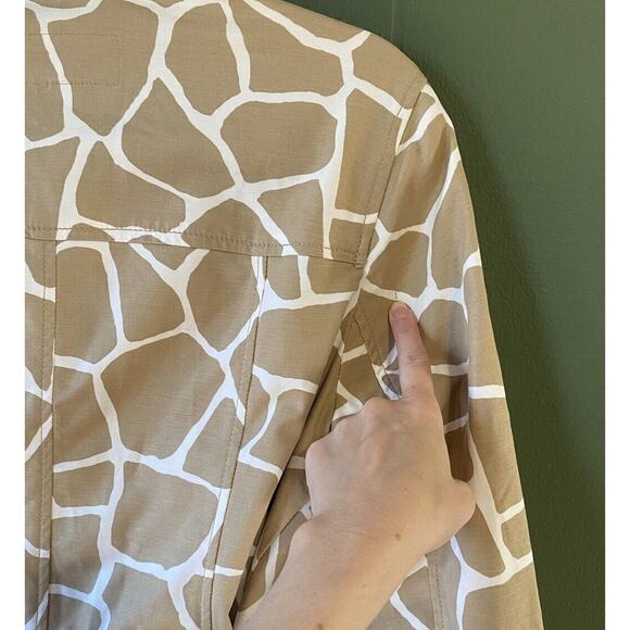 Michael Kors Double Breasted Trench Coat Tan White Mid Length Safari Animal Med - Picture 11 of 16